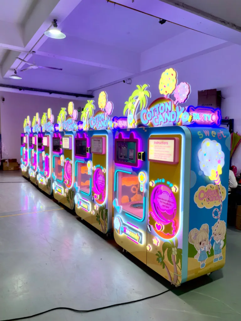 Cotton candy vending machines installed at a venue