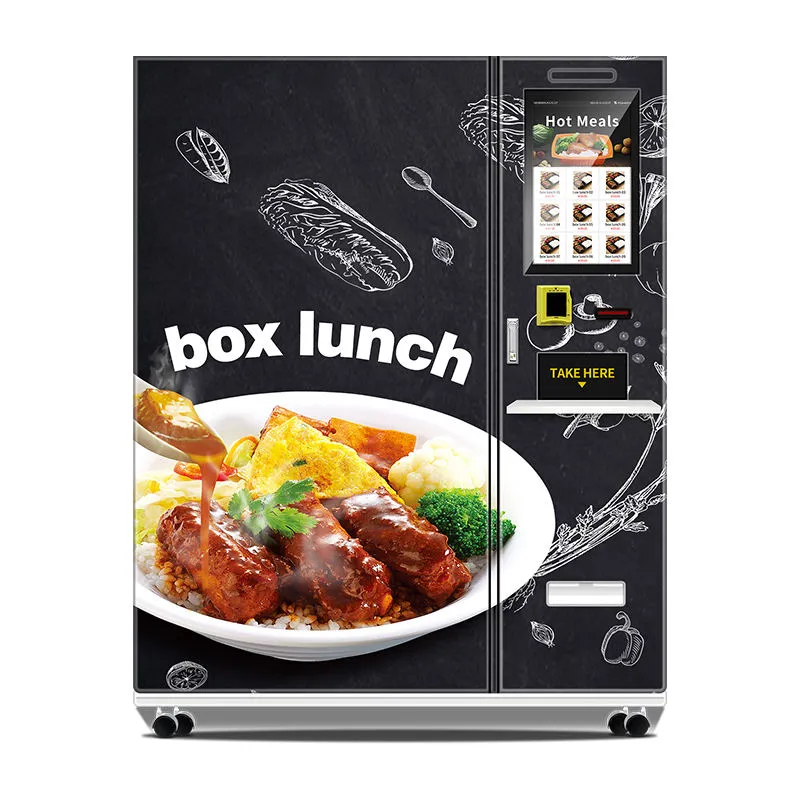 Hot food vending machine cutlery dispensing compartment