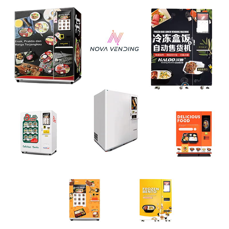 Hot food vending machine freezer and microwave system