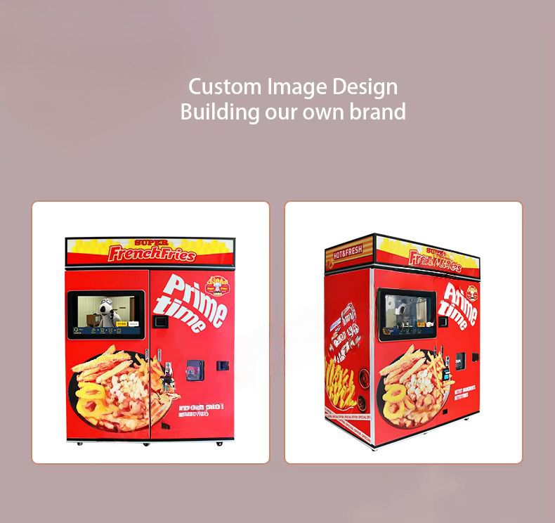 Custom branding options for a chicken and fries vending machine