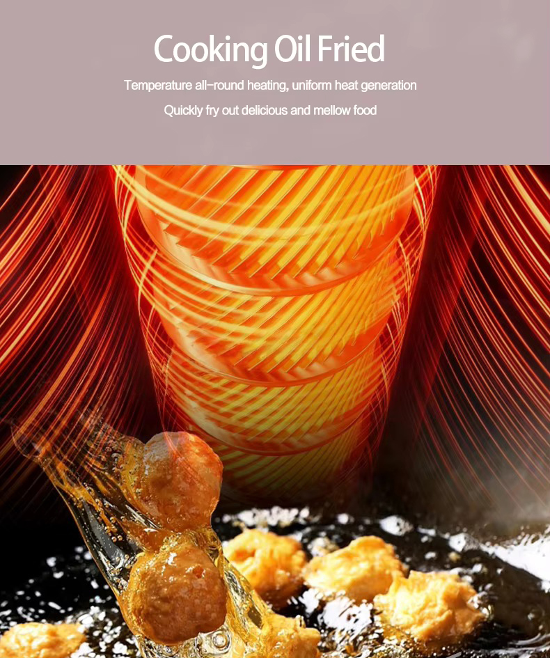 Oil frying system in a chicken and fries vending machine