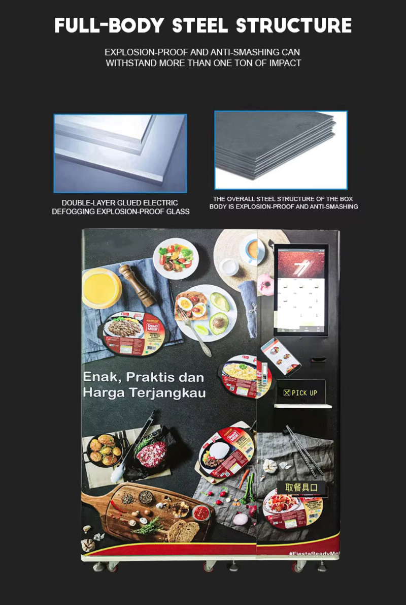Frozen meal heating process in a hot food vending machine